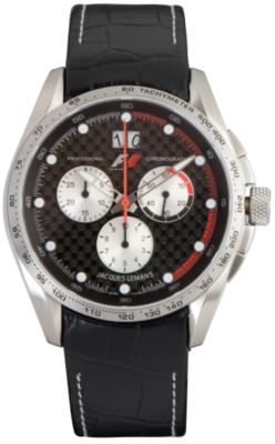 F1™ Jacques Lemans F1™ Quartz Watch - International Edition - Black Leather Strap - Natural Steel