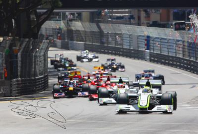 Brawn GP Jenson Button Signed Framed Photo - 2009 Monaco