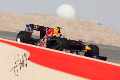 Sebastian Vettel Signed 2009 Bahrain Grand Prix Photo