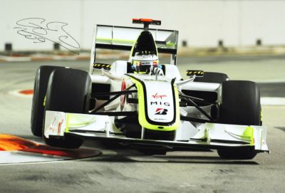 Jenson Button Signed Singapore 2009 Photo