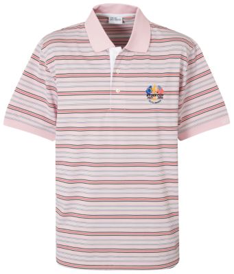 Ryder Cup Oscar Jacobson Coolmax Stripe Polo Shirt - Pink/Black/White/Coral