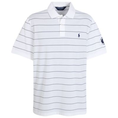 The Open Ralph Lauren Pinpoint Mesh Polo Shirt - White/Newport Navy
