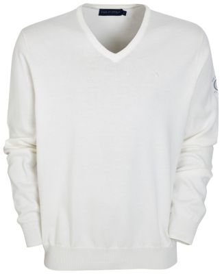 The Open Ralph Lauren  Long Sleeve V-Neck Sweater - Deckwash White/Newport Navy