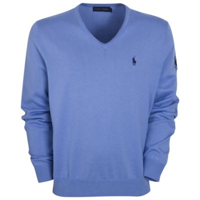 The Open Ralph Lauren  Long Sleeve V-Neck Sweater - Lake Blue/Newport Navy