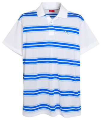 Puma Relaxed Striped Polo - White/Strong Blue