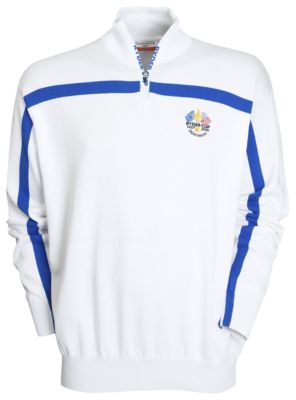 Ryder Cup Glenmuir Porthcawl 1/4 Zip Sweater - White/Euro Blue