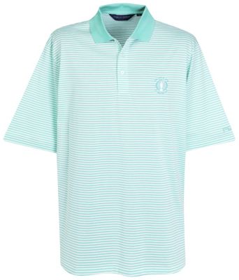 The Open Ralph Lauren Short Sleeve Mercerised Stripe Polo - Hawaiin Green/White