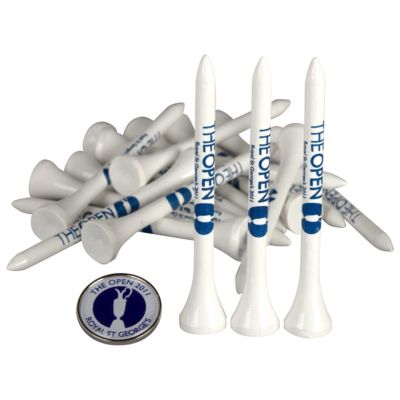 The Open 2011 Royal St George's 18 Wooden Tees and Ballmarker - White Resin