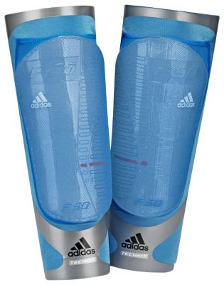 adidas F50 TechFit Shinguards - Cyan/Chrome/Metallic Silver
