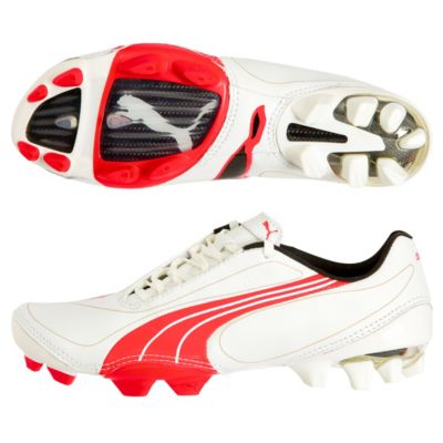 Puma v1 08 K I Firm Ground Football Boot - White/Red/Black