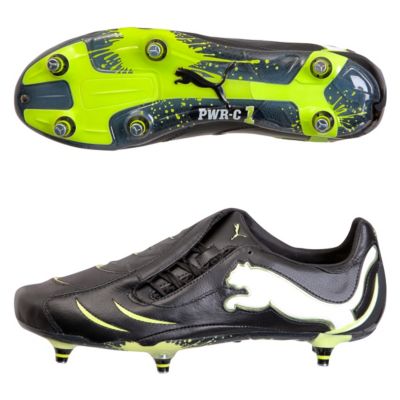 Puma PWR-C 1.10 Soft Ground Football Boots - Black/White/Lime