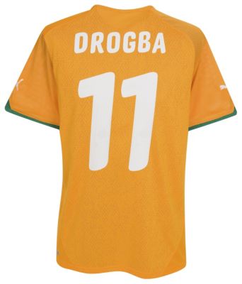 Ivory Coast home shirt 2009 - 2011 "Drogba 11" printed