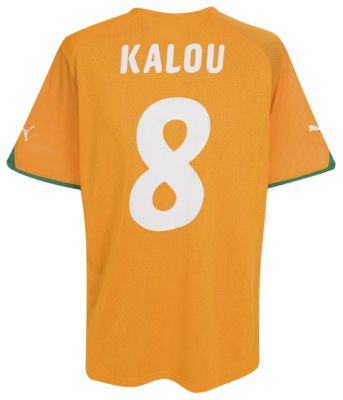 Ivory Coast home shirt 2009 - 2011 - "Kalou 8" printed