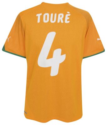 Ivory Coast home shirt 2009 - 2011 - "Toure 4" printed