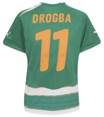 Ivory Coast away shirt 2009 - 2011 "Drogba 11" printed