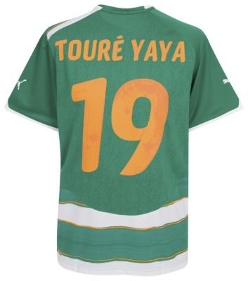 Ivory Coast away shirt 2009 - 2011 "Yaya Toure 19" printed