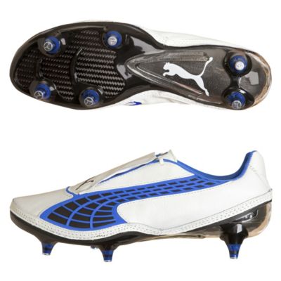 Puma v1.10 K Soft Ground Football Boots - Whitel/Black/Royal