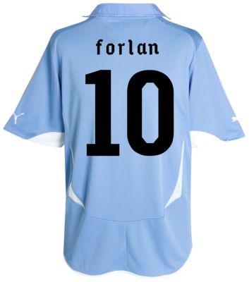 Replica Uruguay home shirt - "Forlan 10" printed