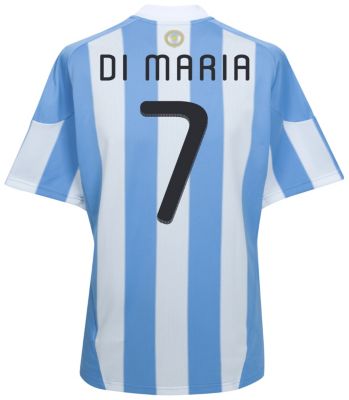 Argentina Home Shirt 2009 - 2010 - "Di Maria 7" printed