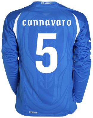 Replica Italy home shirt 2010 - 2011 - "Cannavaro 5" printed long sleeved