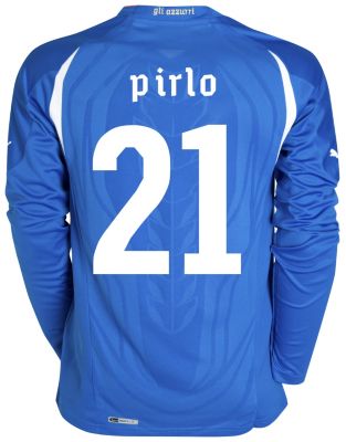 Replica Italy home shirt 2010 - 2011 - "Pirlo 21" printed long sleeved