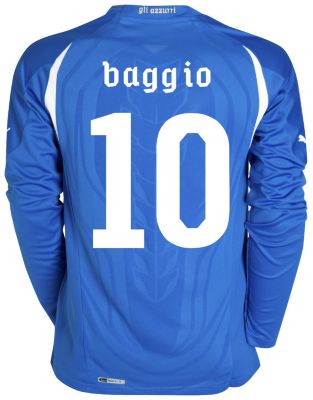 Replica Italy home shirt 2010 - 2011 - "Baggio 10" printed long sleeved