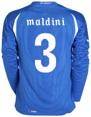 Replica Italy home shirt 2010 - 2011 - "Maldini 3" printed long sleeved