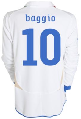 Replica Italy away shirt 2010 - 2011 - "Baggio 10" printed long sleeved