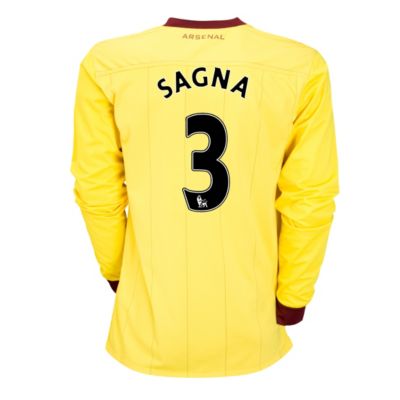 Arsenal Away Shirt 2010/11 with Sagna 3 Printing - Long Sleeved
