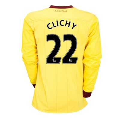 Arsenal Away Shirt 2010/11 with Clichy 22 Printing - Long Sleeved