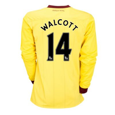 Arsenal Away Shirt 2010/11 with Walcott 14 Printing - Long Sleeved - Kids