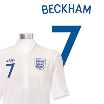 England Home Shirt 2010/11 with Beckham 7 Printing