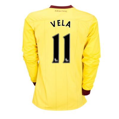 Arsenal Away Shirt 2010/11 with Vela 11 Printing - Long Sleeved - Kids