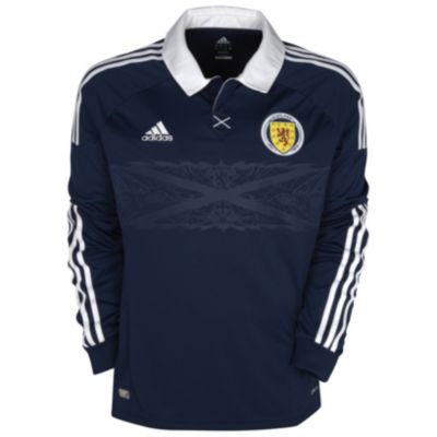 Scotland Home Shirt 2012/14 - Long Sleeved - Dark Indigo/White