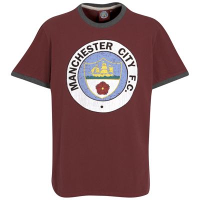 Manchester City Mitchell Retro Ringer T-Shirt - Maroon