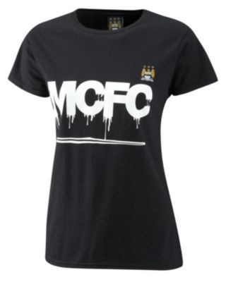 Manchester City MCFC Dripping Paint T-Shirt - Black - Womens