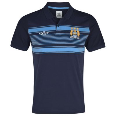 Manchester City  WTC Stripe Polo - Dark Navy / Vista Blue