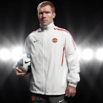 Manchester United Woven Warm Up Jacket - White/Challenge Red/ Dark Shadow