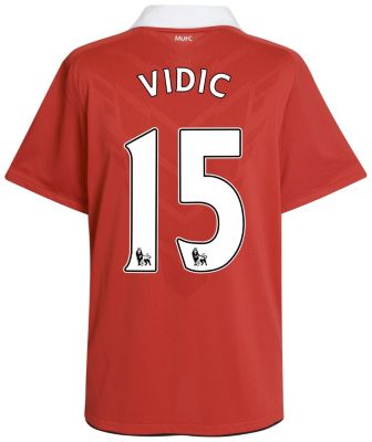 Manchester United Home Shirt 2010/11 with Vidic 15 Printing - Kids