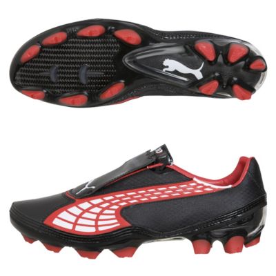 Puma v1.10 I Firm Ground Football Boots - Black/White/Red