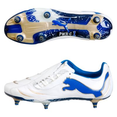 Puma PWR-C 1.10 Soft Ground Football Boots - White/Royal/Gold