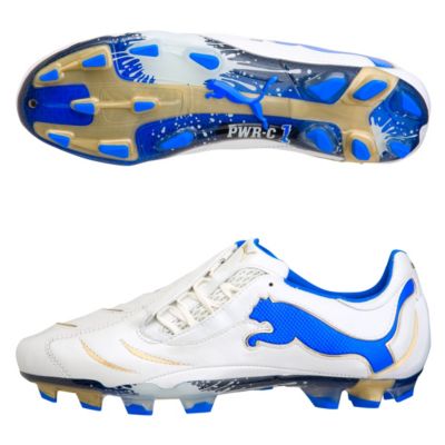Puma PWR-C 1.10 Firm Ground Football Boots - White/Royal/Gold