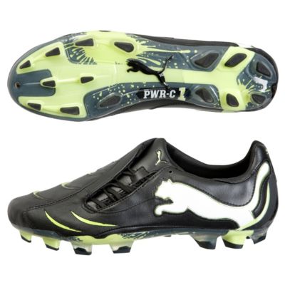 Puma PWR-C 1.10 Firm Ground Football Boots - Black/White/Lime
