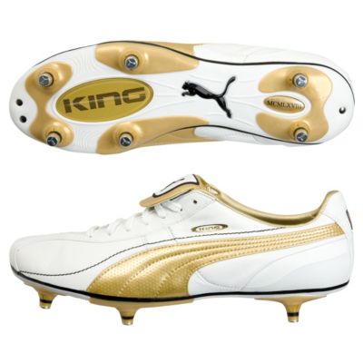 Puma King XL Soft Ground Football Boots - White/Gold/Black