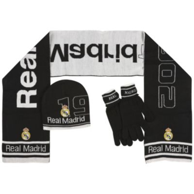 Real Madrid 1902 Hat Scarf and Glove Set - Black/White