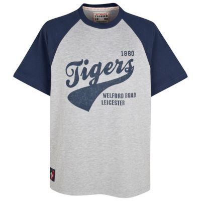 Leicester Tigers Sawday Raglan T-Shirt - Navy/Grey Marl