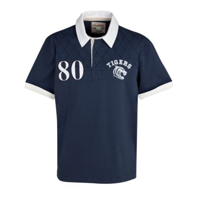 Leicester Tigers Walnut Quilted Polo Top - Navy/Optic White